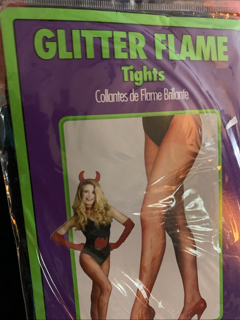 Rubie's Glitter Flame Tights in Red (Adult Size)